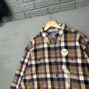 Duluth Trading Co XL Brown Plaid Free Swingin' Flannel Untucked Length Button-Up